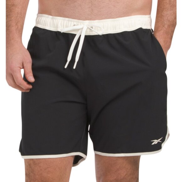 NEW REEBOK mens Core Volley Swim Trunks With Leg Trim blsck 253 - Picture 1 of 3